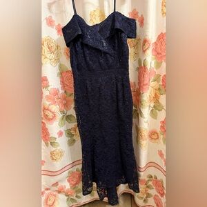 Elegant Navy Lace Dress
